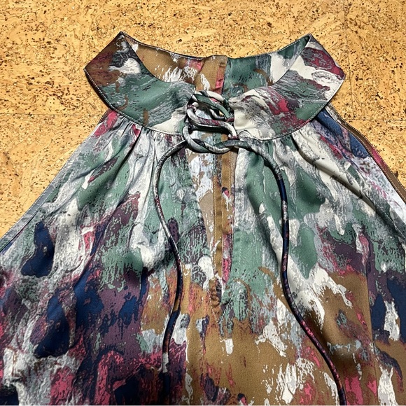 Haute Hippie Tribe Tie Keyhole Multicolored Blouse In Sz S - Picture 5 of 12